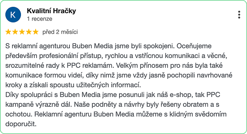 Recenze klienta Buben Media 10