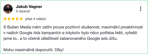 Recenze klienta Buben Media 9