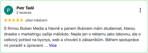 Recenze klienta Buben Media 2