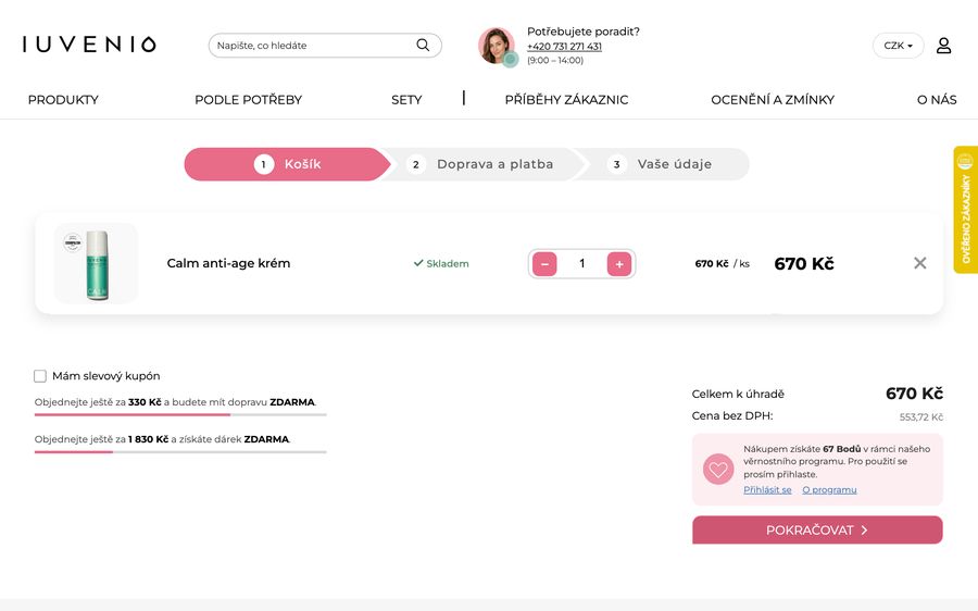 Košík, po redesignu